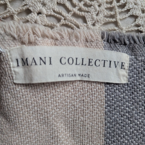 Imani Collective Woven Cotton Throw Blanket Slate/White/Beige Stripes - Picture 10 of 15